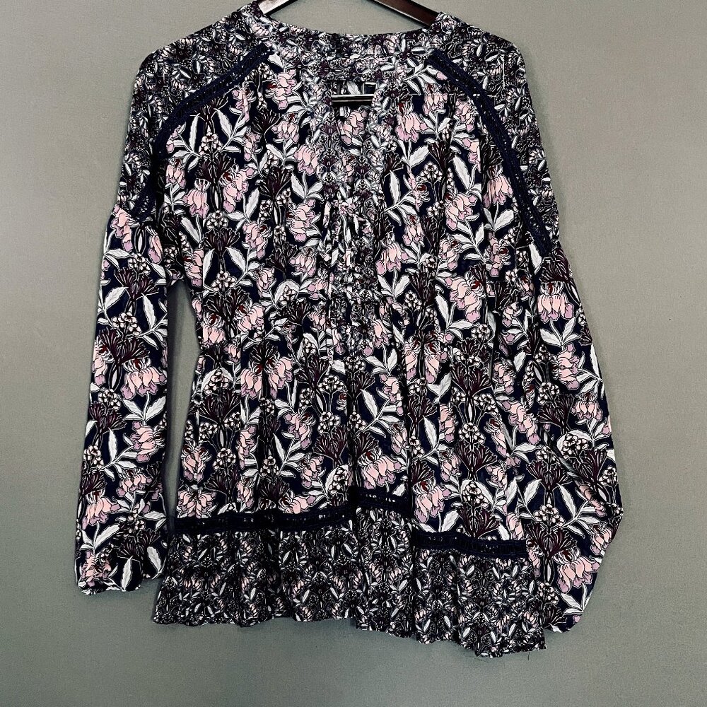Skylar & Jade Blue Floral Boho Tunic Large